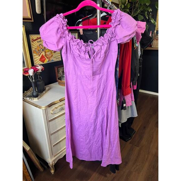 Miss Circle Quinley Lilac Linen Midi Dress - Picture 7 of 15